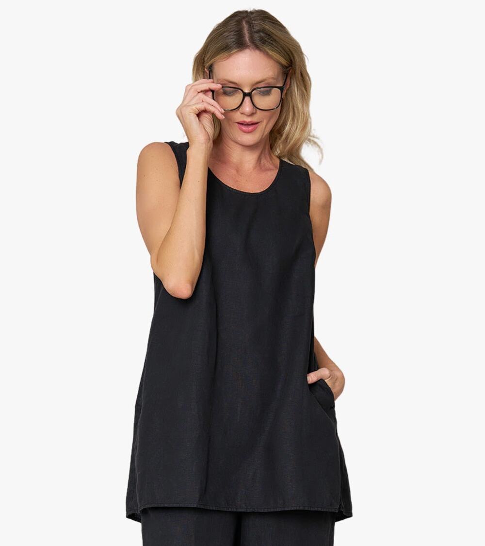 Stella Carakasi Santorini Linen Button Back Tunic Blouse Top XL